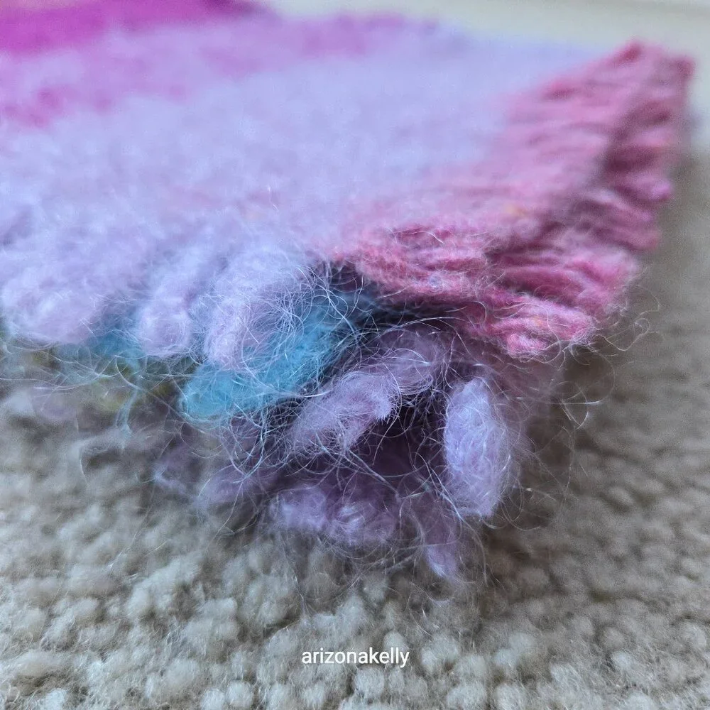 NWOT Wool & Mohair Curly Scarf Avoca Purple Turquoise